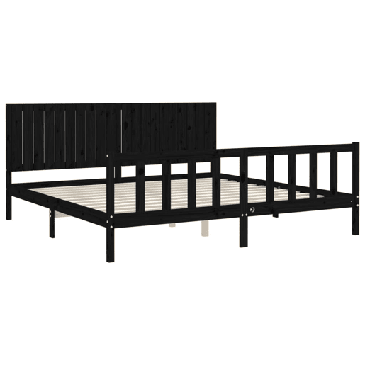 Estrutura de Cama de casal moderno com cabeceira 200x200 cm madeira maciça preto