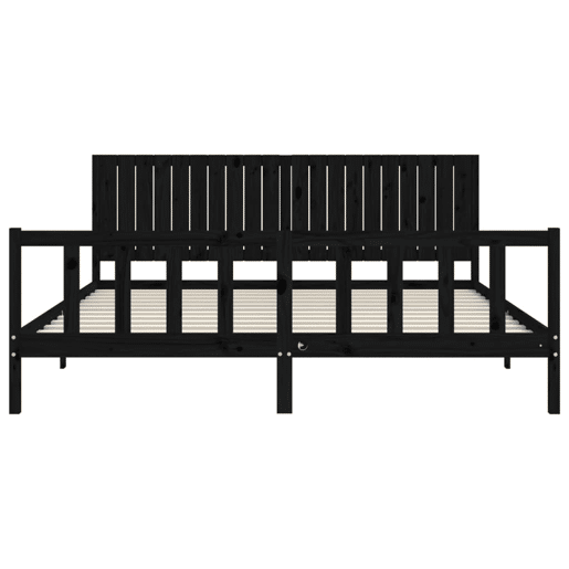 Estrutura de Cama de casal moderno com cabeceira 200x200 cm madeira maciça preto
