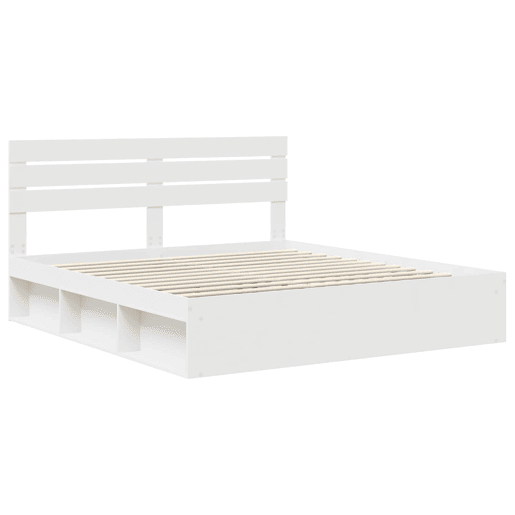 Estrutura de cama de casal com cabeceira king size - Branco 200 x 200 cm