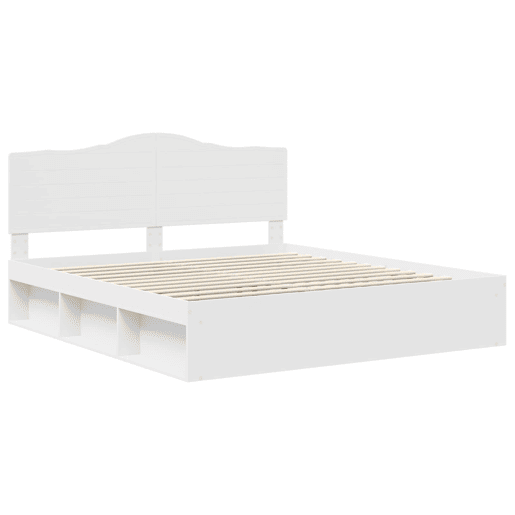 Estrutura de cama de casal com cabeceira king size - Branco 200 x 200 cm