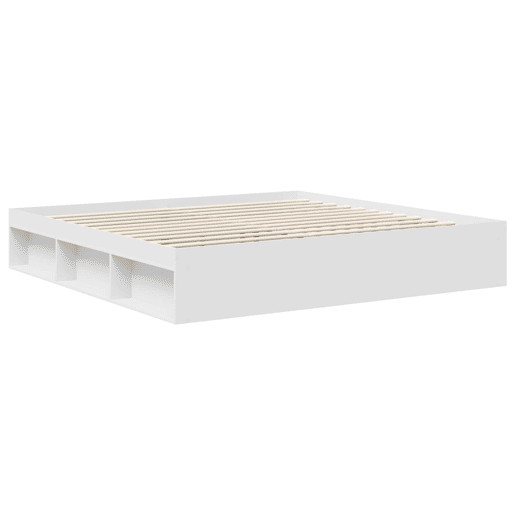 Estrutura de cama de casal com cabeceira king size - Branco 200 x 200 cm