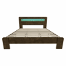 Cama de plataforma 180x200 - arrumação na cabeceira, LED, tomadas integradas, moderna - madeira vintage