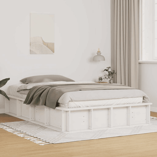 Estrutura De Cama De Casal Simple - Branco 135 x 190 cm Estrutura De Cama De Casal Simple - Branco 135 x 190 cm