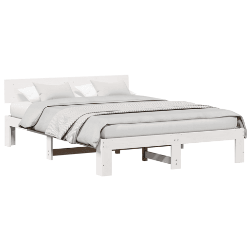 Estrutura da Cama de casal simple com cabeceira Branco 160 x 200 cm