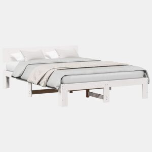 Estrutura da Cama de casal simple com cabeceira Branco 160 x 200 cm
