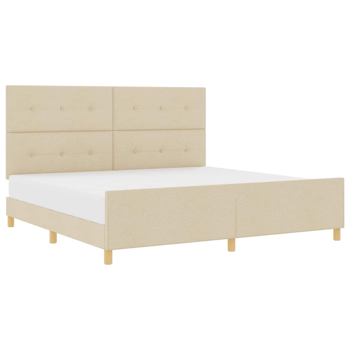 Estructura de cama matrimonial comodidad con cabecera - crema 200 x 200 cm tela