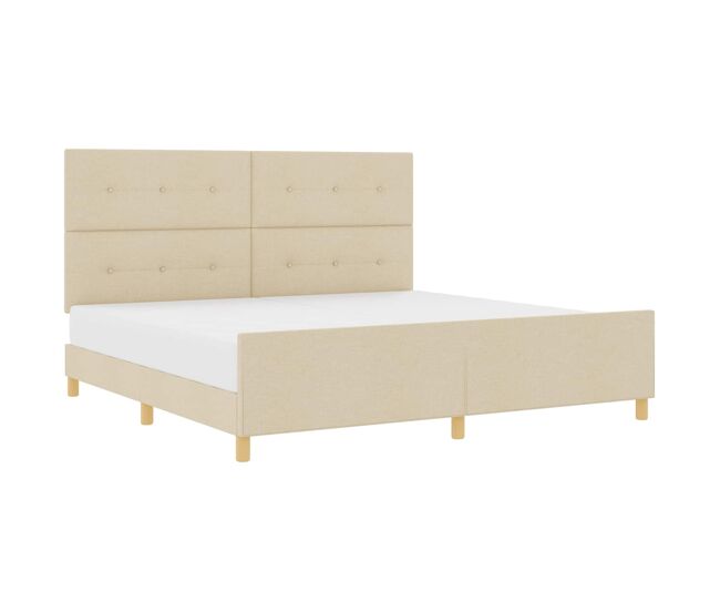 Estructura de cama matrimonial comodidad con cabecera - crema 200 x 200 cm tela