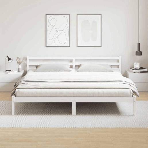 Estrutura da Cama de casal simple com cabeceira Branco 215,5 x 205,5 x 69,5 cm