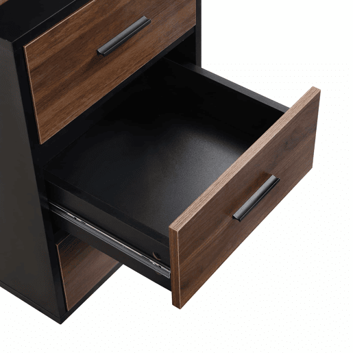 Secretária de escritório industrial de 138,5 cm u2013 com 3 gavetas u2013 castanho escuro