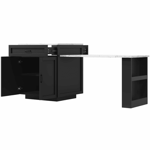 Ilha de cozinha extensível com arrumação 133-202 x 70 x 93,5 cm - 2 gavetas, 2 compartimentos, mesa de cozinha para 2 a 6 pessoas, carrinho de cozinha com prateleiras laterais - preto Ilha de cozinha extensível com arrumação 133-202 x 70 x 93,5 cm - 2 gavetas, 2 compartimentos, mesa de cozinha para 2 a 6 pessoas, carrinho de cozinha com prateleiras laterais - preto