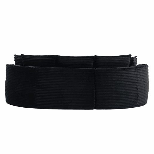 Sofá Curvo de 3 lugares em veludo - Com porta-copos, bolso lateral, almofadas incluídas e espuma de alta densidade para o máximo conforto - Preto