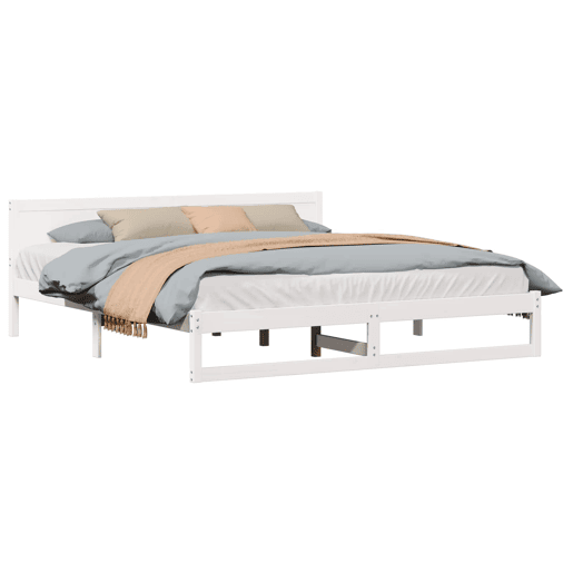 Estrutura da Cama de casal simple com cabeceira Branco 180 x 200 cm