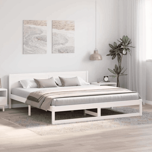 Estrutura da Cama de casal simple com cabeceira Branco 180 x 200 cm