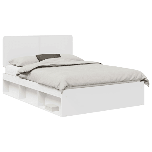 Estrutura da Cama de casal simple com cabeceira Branco 160 x 200 cm