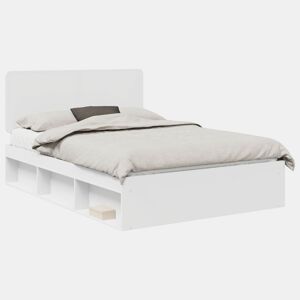Estrutura da Cama de casal simple com cabeceira Branco 160 x 200 cm