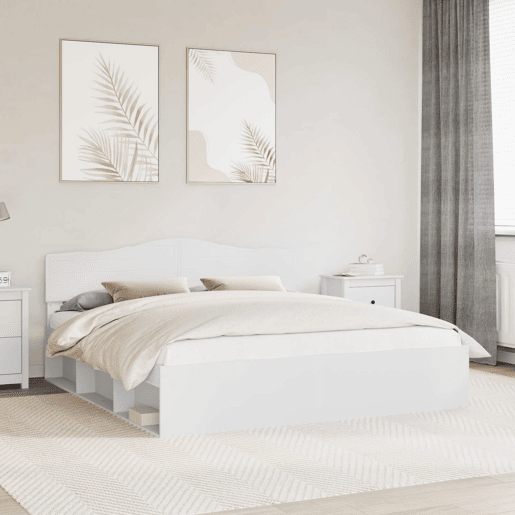 Estrutura da Cama de casal simple com cabeceira Branco 180 x 200 cm Estrutura da Cama de casal simple com cabeceira Branco 180 x 200 cm