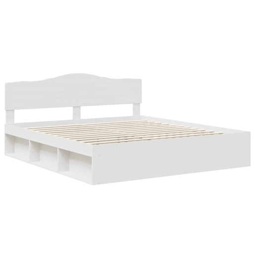 Estrutura da Cama de casal simple com cabeceira Branco 180 x 200 cm Estrutura da Cama de casal simple com cabeceira Branco 180 x 200 cm