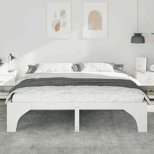 Estrutura De Cama De Casal Simple King Size - Branco 200 x 200 cm Estrutura De Cama De Casal Simple King Size - Branco 200 x 200 cm