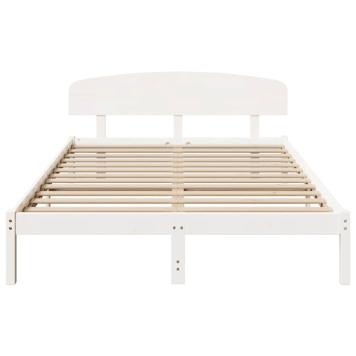 Estrutura da Cama de casal simple com cabeceira Branco 150 x 200 cm Estrutura da Cama de casal simple com cabeceira Branco 150 x 200 cm