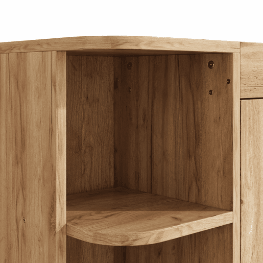 Armário estreito de duas portas - prateleiras abertas, armário multifuncional para a entrada, acabamento com efeito de madeira, com prateleira superior - Natural Armário estreito de duas portas - prateleiras abertas, armário multifuncional para a entrada, acabamento com efeito de madeira, com prateleira superior - Natural