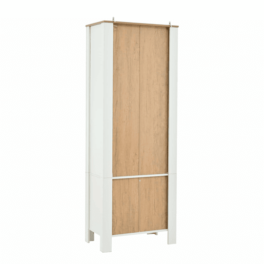 Vitrine alta 70 x 40 x 188 cm - com 2 portas, 6 prateleiras ajustáveis, vitrine de vidro com iluminação LED, estilo moderno - branco e cor de madeira natural Vitrine alta 70 x 40 x 188 cm - com 2 portas, 6 prateleiras ajustáveis, vitrine de vidro com iluminação LED, estilo moderno - branco e cor de madeira natural