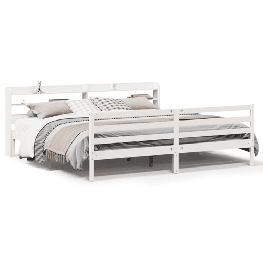 Estrutura De Cama Dupla para adultos c cabeceira - 200x200 cm branco Estrutura De Cama Dupla para adultos c cabeceira - 200x200 cm branco