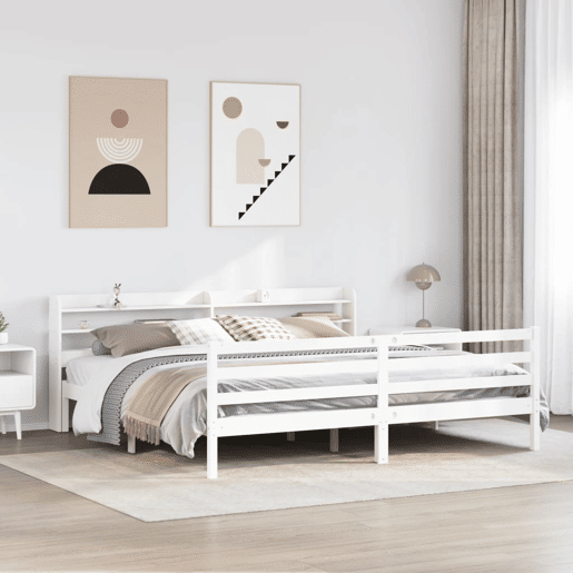 Estrutura De Cama Dupla para adultos c cabeceira - 200x200 cm branco Estrutura De Cama Dupla para adultos c cabeceira - 200x200 cm branco