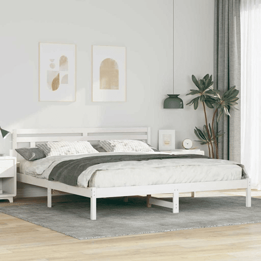 Estrutura De Cama De Casal Simple King Size - Branco 200 x 200 cm Estrutura De Cama De Casal Simple King Size - Branco 200 x 200 cm