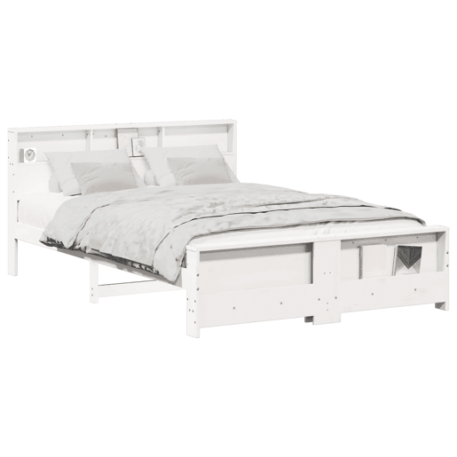 Estrutura De Cama De Casal Simple - Branco 140 x 200 cm Madeira processada Estrutura De Cama De Casal Simple - Branco 140 x 200 cm Madeira processada