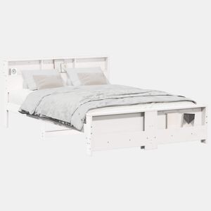 Estrutura De Cama De Casal Simple - Branco 140 x 200 cm Madeira processada