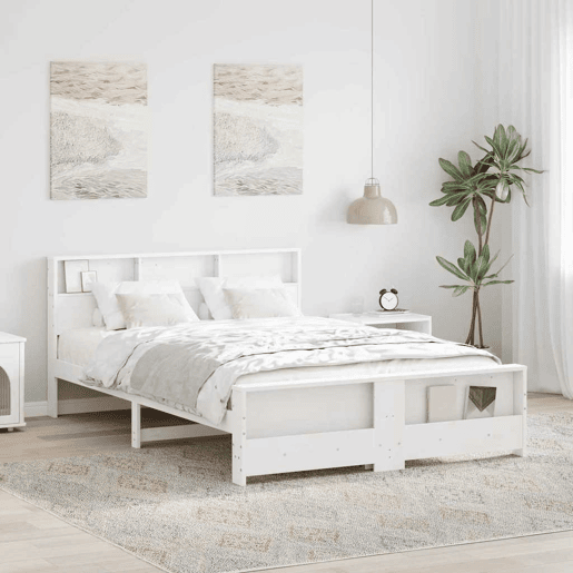Estrutura De Cama De Casal Simple - Branco 140 x 200 cm Madeira processada Estrutura De Cama De Casal Simple - Branco 140 x 200 cm Madeira processada