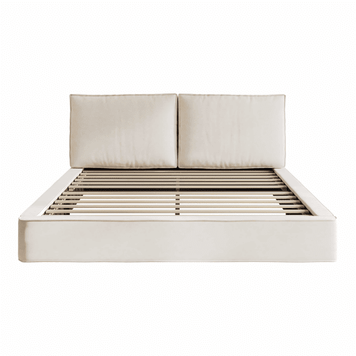 Cama de casal estofada 180x200 cm - com base de colchão, cabeceira acolchoada, tecido de chenille - bege Cama de casal estofada 180x200 cm - com base de colchão, cabeceira acolchoada, tecido de chenille - bege