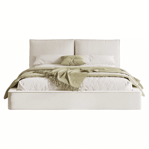 Cama de casal estofada 180x200 cm - com base de colchão, cabeceira acolchoada, tecido de chenille - bege Cama de casal estofada 180x200 cm - com base de colchão, cabeceira acolchoada, tecido de chenille - bege