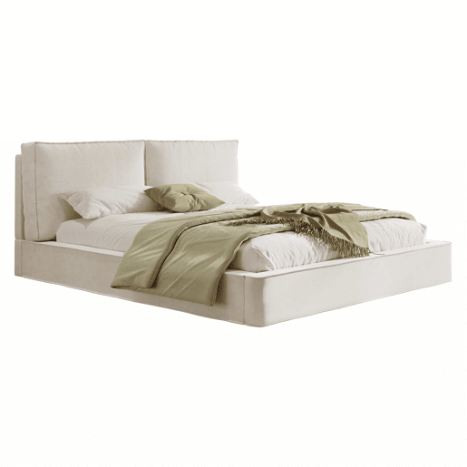 Cama de casal estofada 180x200 cm - com base de colchão, cabeceira acolchoada, tecido de chenille - bege Cama de casal estofada 180x200 cm - com base de colchão, cabeceira acolchoada, tecido de chenille - bege