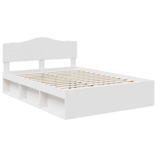 Estrutura da Cama de casal simple com cabeceira Branco 160 x 200 cm Estrutura da Cama de casal simple com cabeceira Branco 160 x 200 cm
