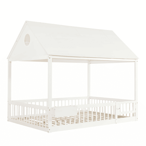 Cama individual infantil 140x200 - Detalhes na janela e no teto, cortinas brancas decorativas, pequeno espaço de arrumação - Branco Cama individual infantil 140x200 - Detalhes na janela e no teto, cortinas brancas decorativas, pequeno espaço de arrumação - Branco