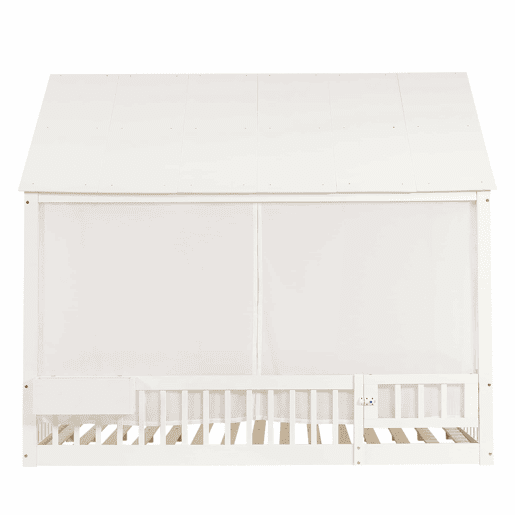 Cama individual infantil 140x200 - Detalhes na janela e no teto, cortinas brancas decorativas, pequeno espaço de arrumação - Branco Cama individual infantil 140x200 - Detalhes na janela e no teto, cortinas brancas decorativas, pequeno espaço de arrumação - Branco