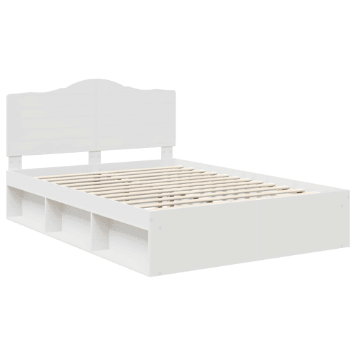 Estrutura da Cama de casal simple com cabeceira Branco 150 x 200 cm Estrutura da Cama de casal simple com cabeceira Branco 150 x 200 cm