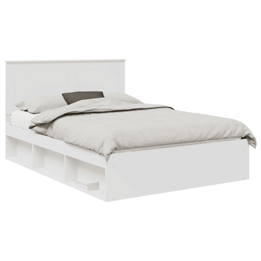 Estrutura da Cama de casal simple com cabeceira Branco 140 x 190 cm Estrutura da Cama de casal simple com cabeceira Branco 140 x 190 cm