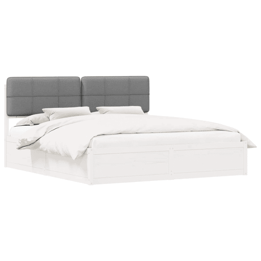 Estrutura de Cama de casal moderno com Cabeceira Estofada Cinzento-claro