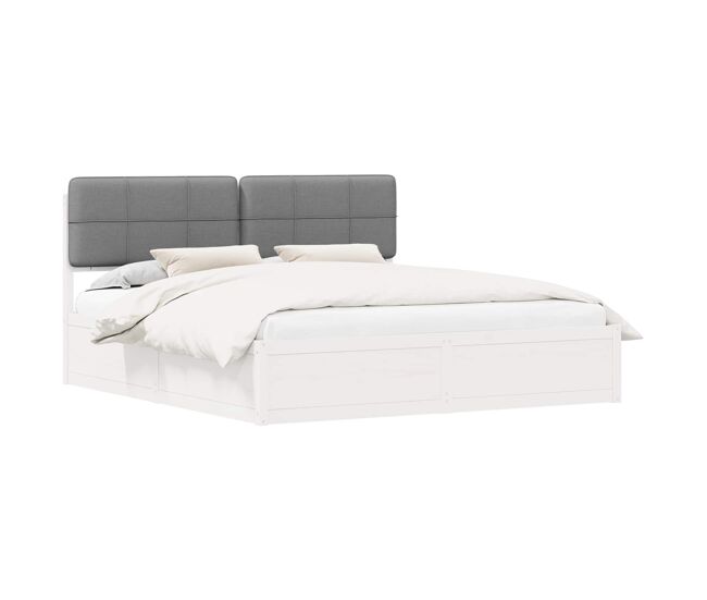 Estructura de cama matrimonial estilo con cabecera tapizada gris claro