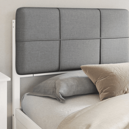Estrutura de Cama de casal moderno com Cabeceira Estofada Cinzento-claro