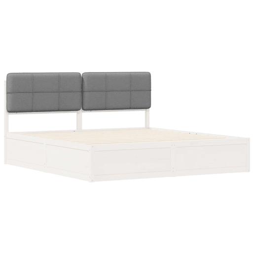 Estrutura de Cama de casal moderno com Cabeceira Estofada Cinzento-claro