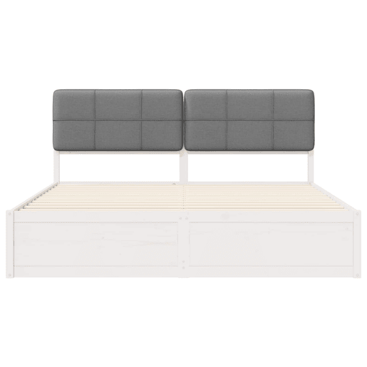 Estrutura de Cama de casal moderno com Cabeceira Estofada Cinzento-claro