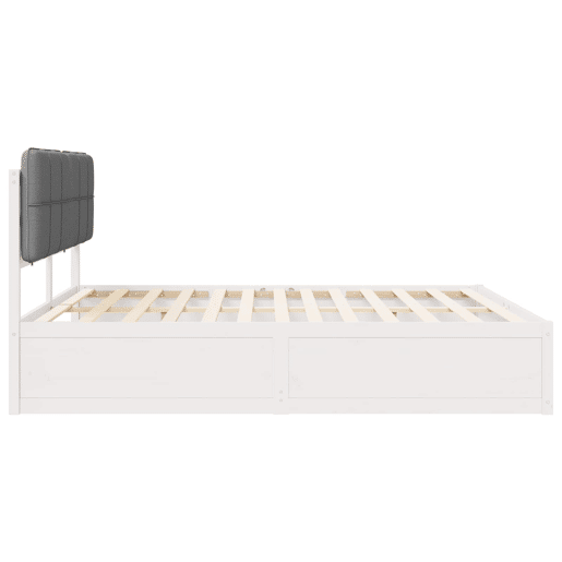 Estrutura de Cama de casal moderno com Cabeceira Estofada Cinzento-claro