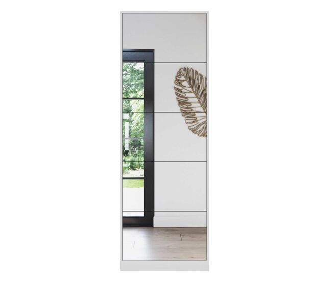 Zapatero con espejo completo 5 cajones - organizador de zapatos madera - blanco