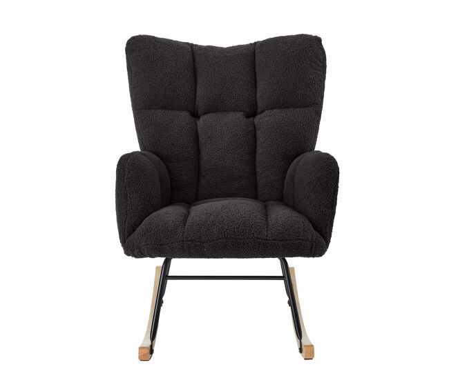 Sillón mecedora 69×89×101 cm - sillón relax versátil, diseño escandinavo, base de madera y estructura metálica - gris oscuro