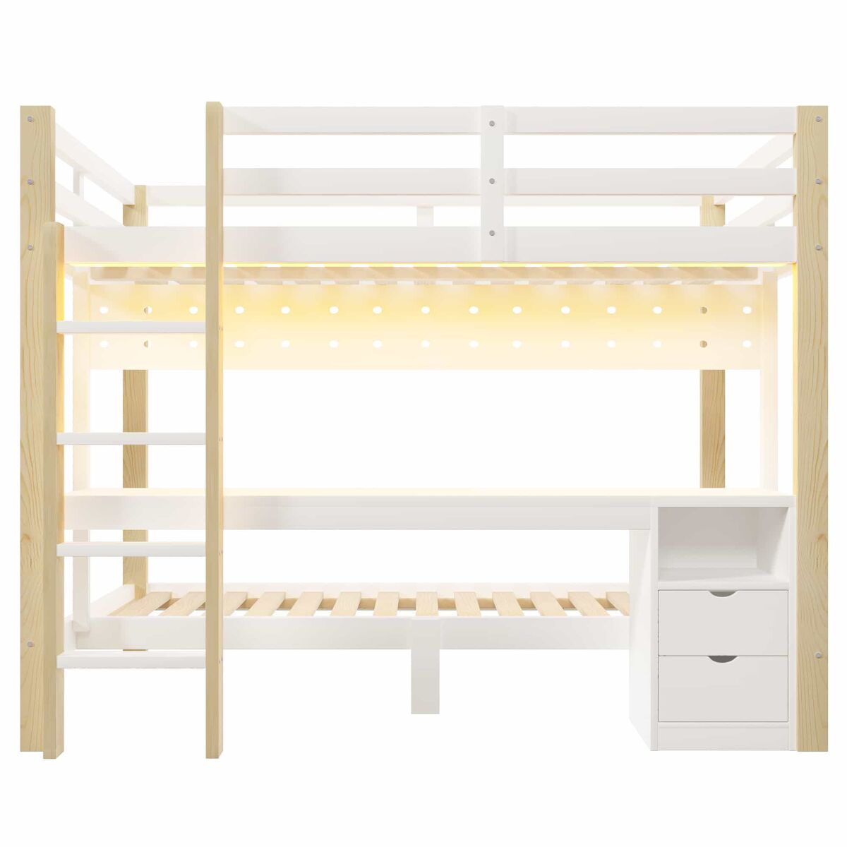 Cama litera 205x151 Natural/ Blanco