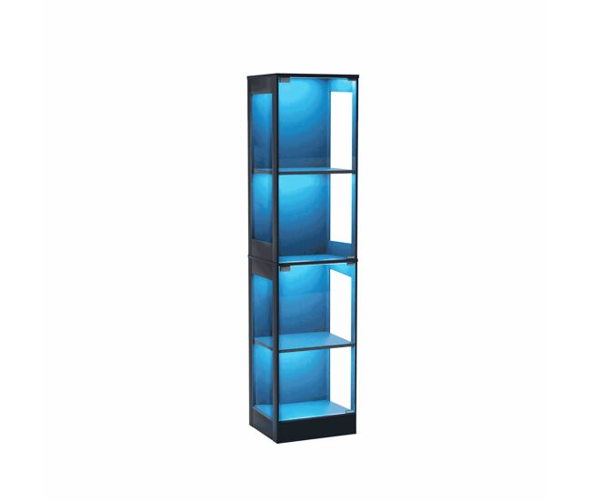 Vitrina de vidrio 40x35x165 cm - 4 niveles, led, puertas de vidrio, sensor inteligente - negro