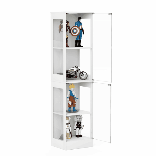 Vitrine de vidro 40 x 35 x 165 cm - 4 prateleiras, iluminação LED, portas de vidro, sensores inteligentes - Branco Vitrine de vidro 40 x 35 x 165 cm - 4 prateleiras, iluminação LED, portas de vidro, sensores inteligentes - Branco